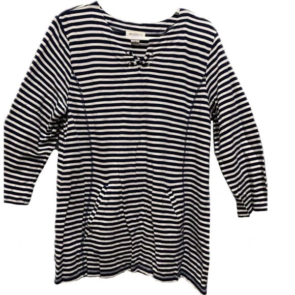 Liz Claiborne Weekend Womens Nautical Navy Stripe Tunic Size Large - Picture 1 of 4